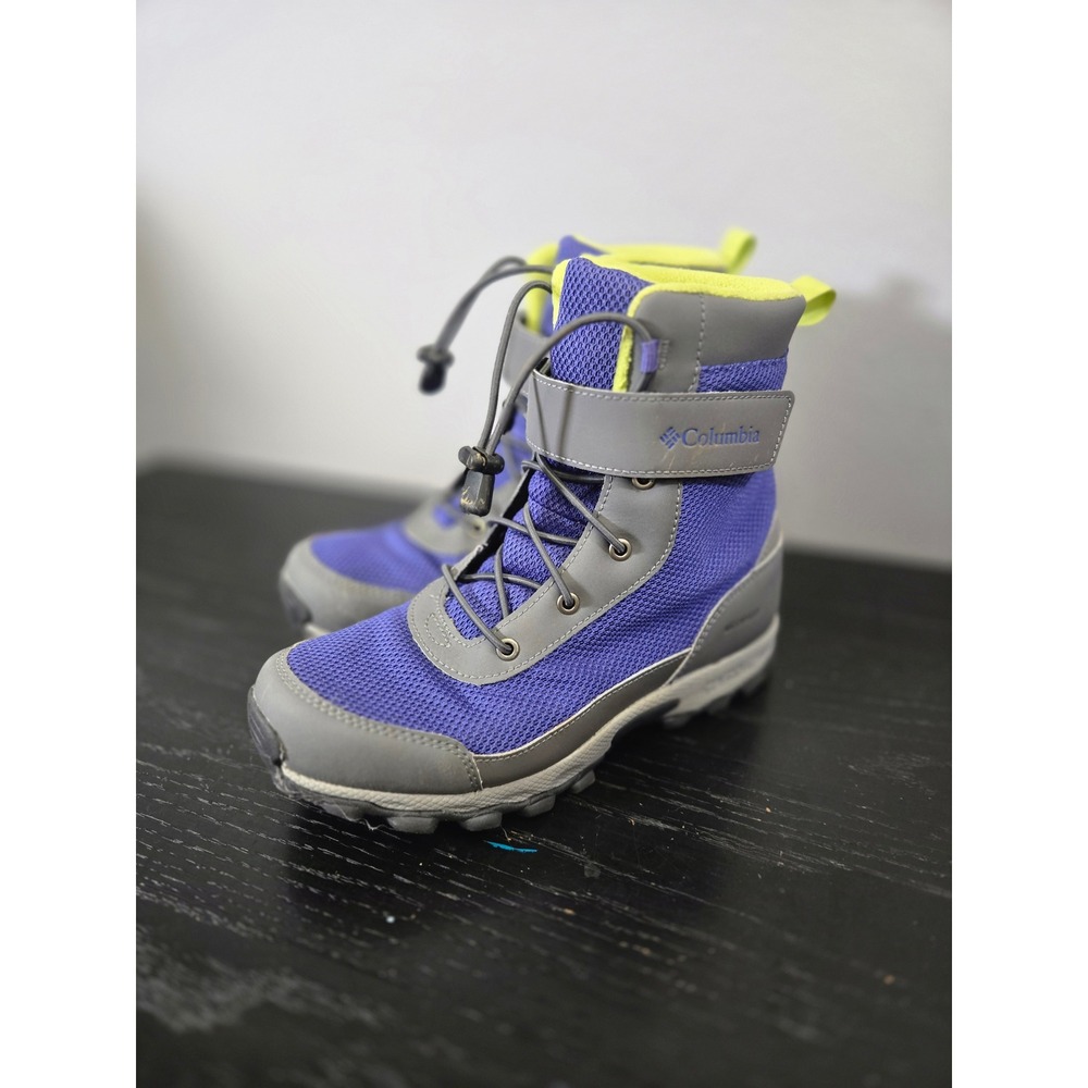 Columbia Waterproof Hiking Snow Winter Boots Purple Gray Neon Yellow Size 5